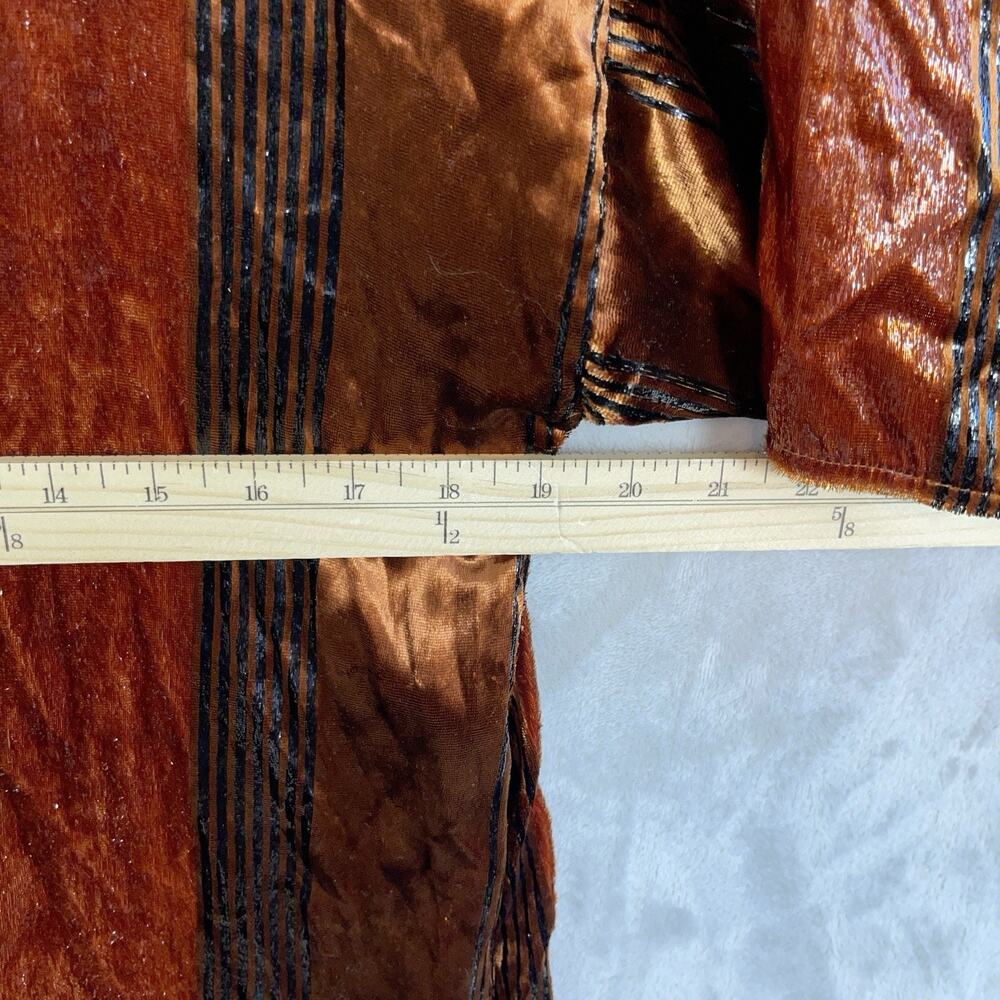 Ett:Twa by Anthropologie Long Velvet Kimono Cardigan M/L Petite Metallic Rust - Picture 8 of 11